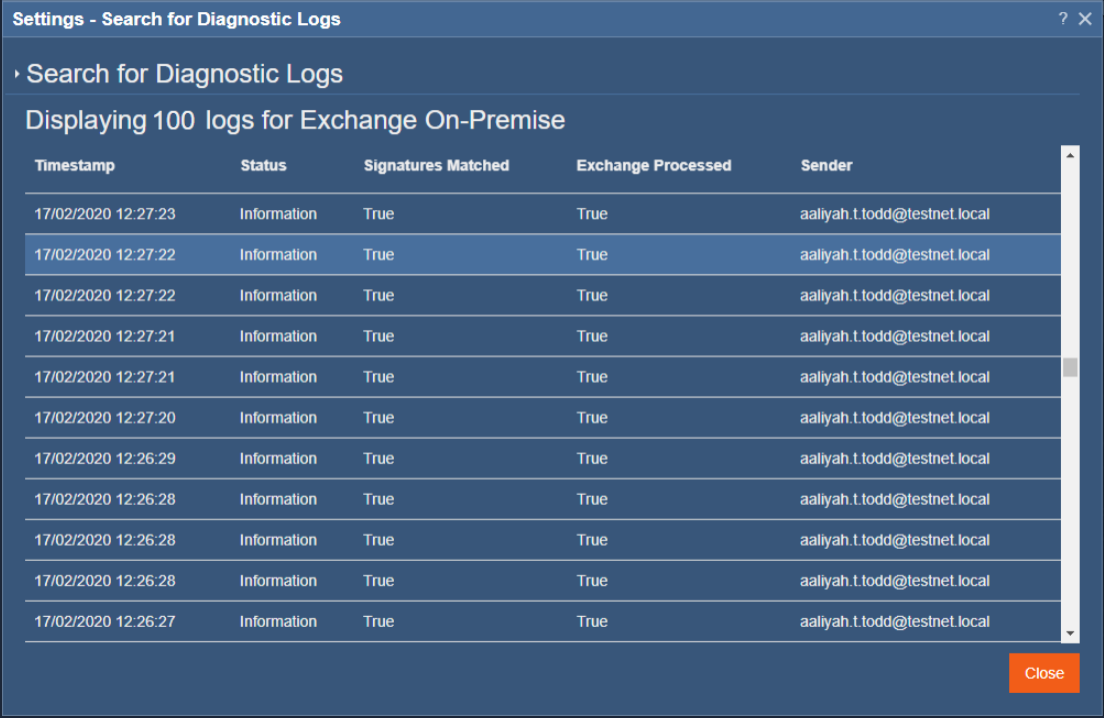 Diagnostics Logs Exclaimer Knowledge Base